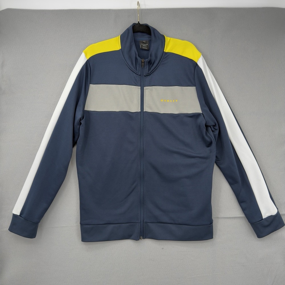 Oakley Mens Colorblock  Blue Yellow Casual Collared Full Zip Jacket L Nice
